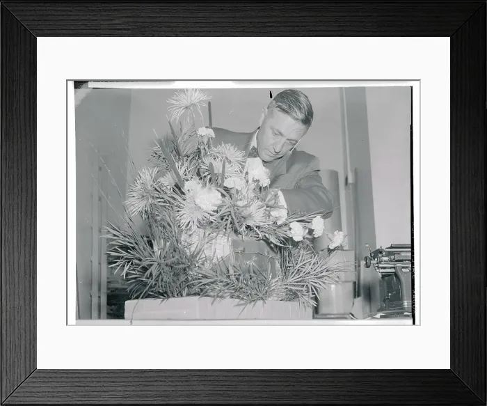 Framed Print : Secret Service Agent Checking a Plant Framed Print : Secret Service Agent Checking a Plant