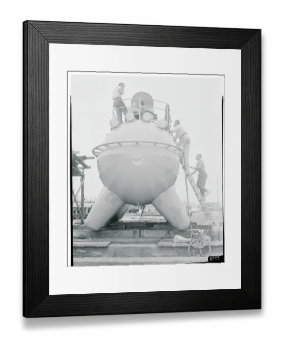 Framed Print : Men Climbing Aboard a Submarine Framed Print : Men Climbing Aboard a Submarine