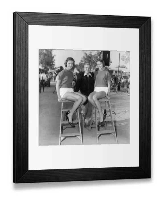 Framed Print : Thomas Mitchell Posing with Twins Framed Print : Thomas Mitchell Posing with Twins