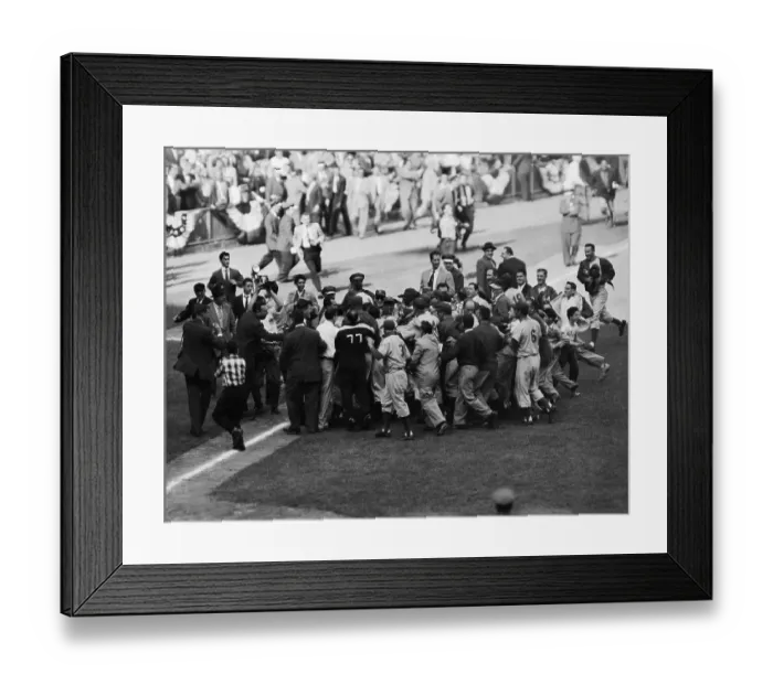 Framed Print : Player Mobbed By Team and Fans after World Series Framed Print : Player Mobbed By Team and Fans after World Series