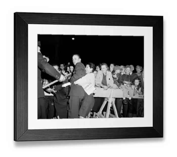 Framed Print : Fan Hugs Dodger Player Peewee Reese After Championship Win Framed Print : Fan Hugs Dodger Player Peewee Reese After Championship Win