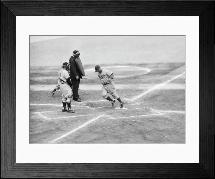 Framed Print : R.Campanella Scores As Y.Berra Looks On