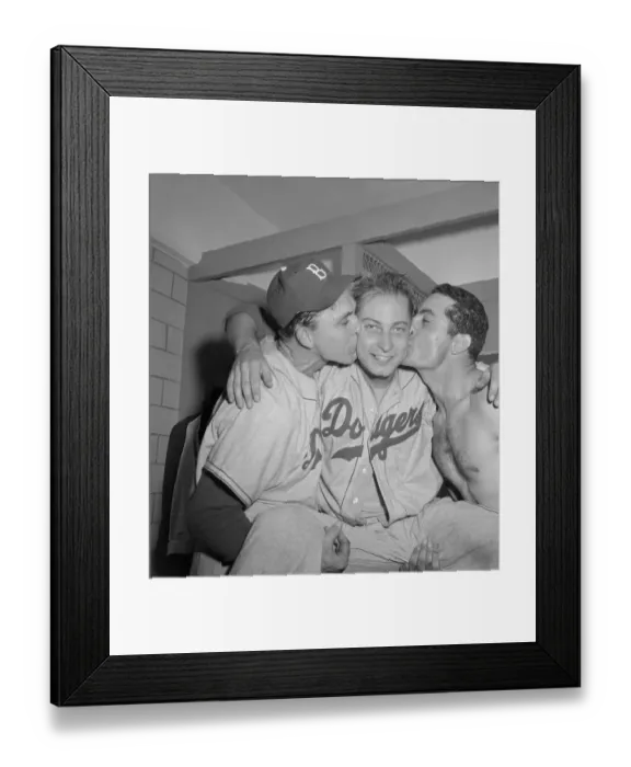 Framed Print : Carl Furillo and Gil Hodges Kissing Johhny Podres Framed Print : Carl Furillo and Gil Hodges Kissing Johhny Podres