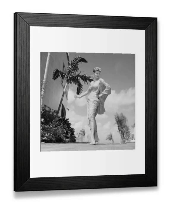 Framed Print : Woman Modeling an Evening Dress