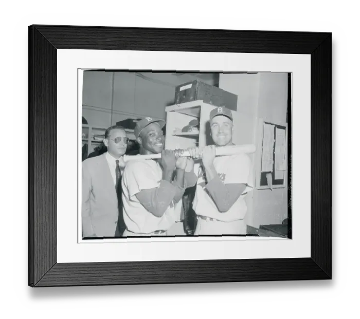 Framed Print : Duke Snider Holding a Baseball Bat with a Teammate Framed Print : Duke Snider Holding a Baseball Bat with a Teammate
