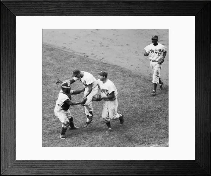 Framed Print : Teammates Grabbing Clem Labine Framed Print : Teammates Grabbing Clem Labine