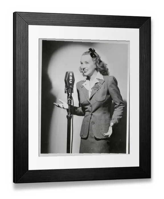 Framed Print : Former Ann Eden Standing at Microphone Framed Print : Former Ann Eden Standing at Microphone