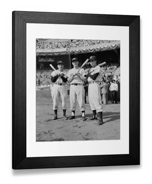 Framed Print : Japanese Baseball Players Posing with Bats