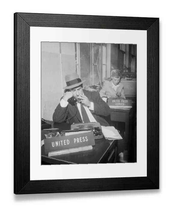 Framed Print : United Press Reporter Telephoning in Story Framed Print : United Press Reporter Telephoning in Story