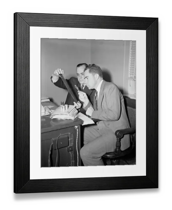 Framed Print : Nixon and Stripling Checking Microfilms Framed Print : Nixon and Stripling Checking Microfilms