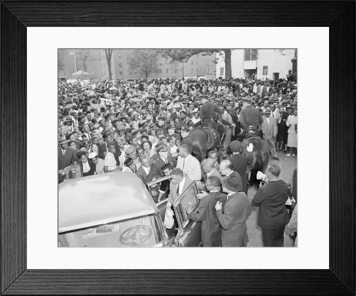 Framed Print : Large Crowd Surrounding Car with Mamie Bradley Framed Print : Large Crowd Surrounding Car with Mamie Bradley