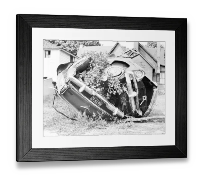 Framed Print : Car Wrapped Around a Tree Framed Print : Car Wrapped Around a Tree