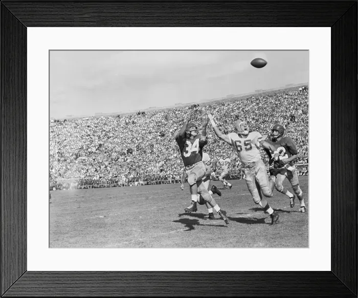 Framed Print : Football Players Reaching for the Ball Framed Print : Football Players Reaching for the Ball