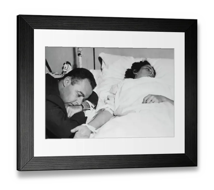 Framed Print : Man at Hospitalized Wife's Bedside Framed Print : Man at Hospitalized Wife's Bedside