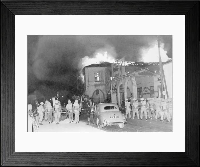 Framed Print : Smoke and Commotion in Street Framed Print : Smoke and Commotion in Street