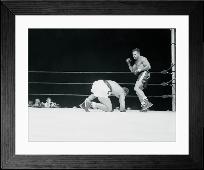 Framed Print : Rocky Marciano Falling to the Canvas Framed Print : Rocky Marciano Falling to the Canvas