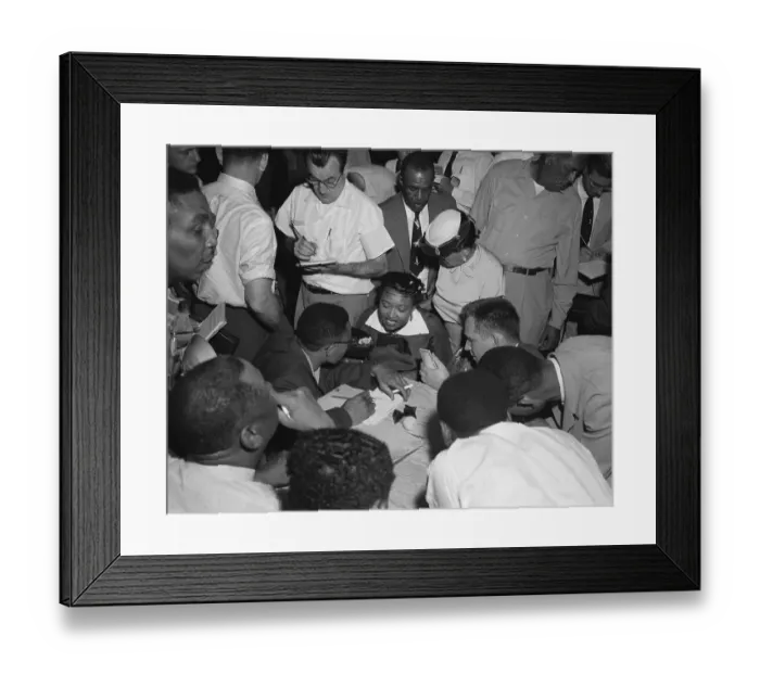 Framed Print : Mamie Bradley Speaking to Reporters Framed Print : Mamie Bradley Speaking to Reporters