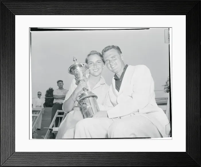 Framed Print : Harvie and Susan Ward Posing with a Trophy Cup Framed Print : Harvie and Susan Ward Posing with a Trophy Cup