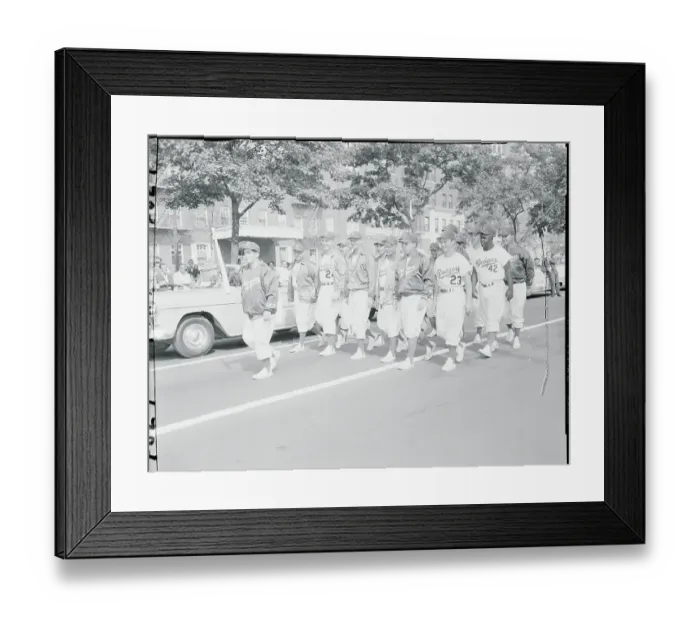 Framed Print : Brooklyn Dodgers Players Marching in a Parade Framed Print : Brooklyn Dodgers Players Marching in a Parade