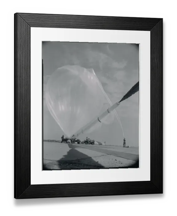 Framed Print : Men Inflating a Weather Balloon