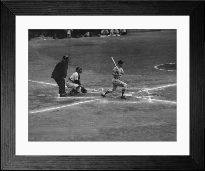 Framed Print : Nellie Fox Fouling a Ball Down the First Base Line Framed Print : Nellie Fox Fouling a Ball Down the First Base Line
