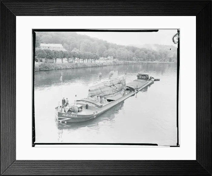 Framed Print : Barge Sailing Down the Seine River Framed Print : Barge Sailing Down the Seine River
