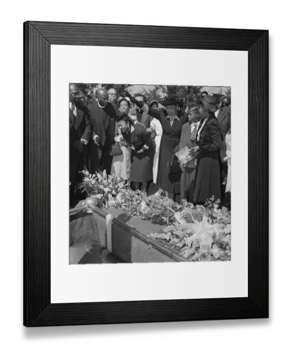 Framed Print : Mrs. Mamie Bradley Watches as Her Son is Lowered into the Ground Framed Print : Mrs. Mamie Bradley Watches as Her Son is Lowered into the Ground