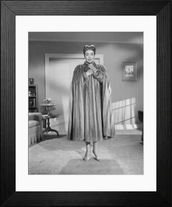 Framed Print : Joan Crawford Wearing a Mink Coat Framed Print : Joan Crawford Wearing a Mink Coat