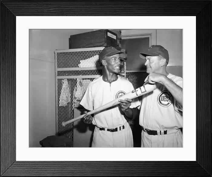 Framed Print : Ernie Banks Holding Bat With Manager Hack Framed Print : Ernie Banks Holding Bat With Manager Hack