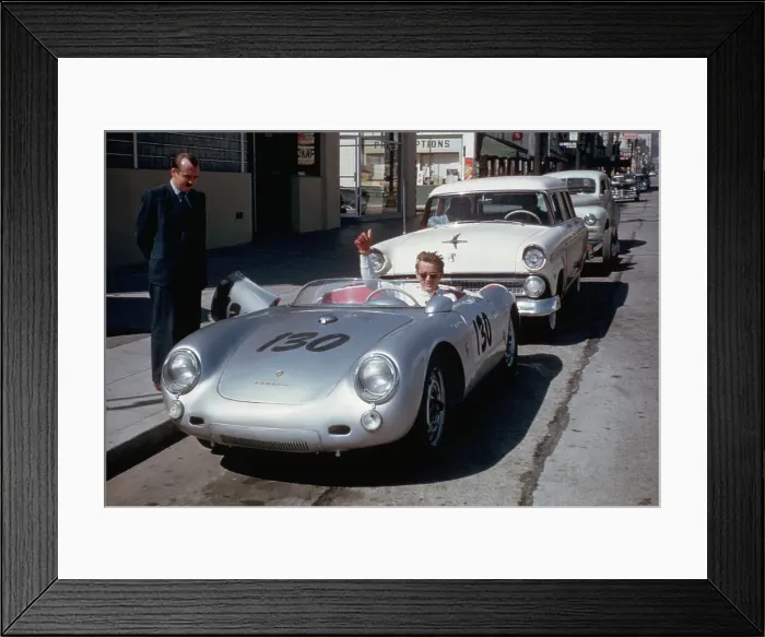 Framed Print : James Dean in His Porsche Spyder Framed Print : James Dean in His Porsche Spyder
