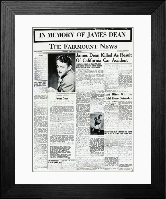 Framed Print : James Dean Memory Edition Fairmont News Framed Print : James Dean Memory Edition Fairmont News