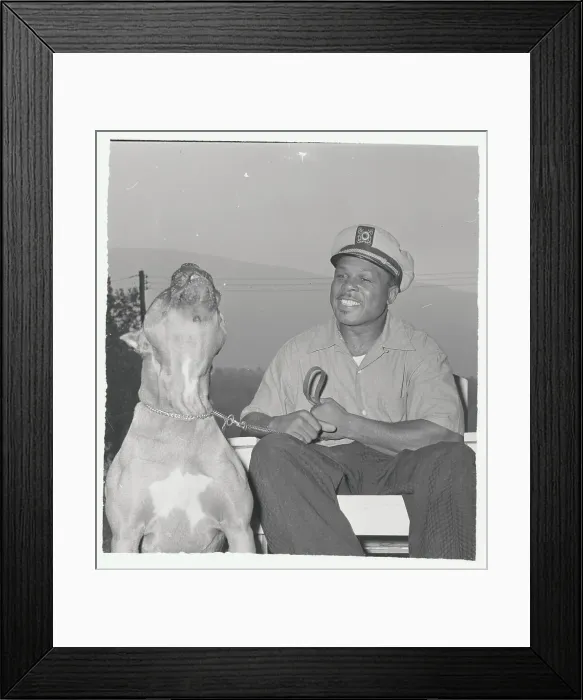 Framed Print : Boxer Archie Moore with His Dog Framed Print : Boxer Archie Moore with His Dog