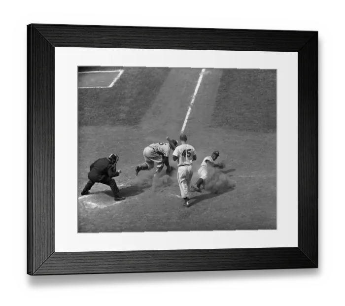 Framed Print : Jackie Robinson Sliding into Home Plate Framed Print : Jackie Robinson Sliding into Home Plate