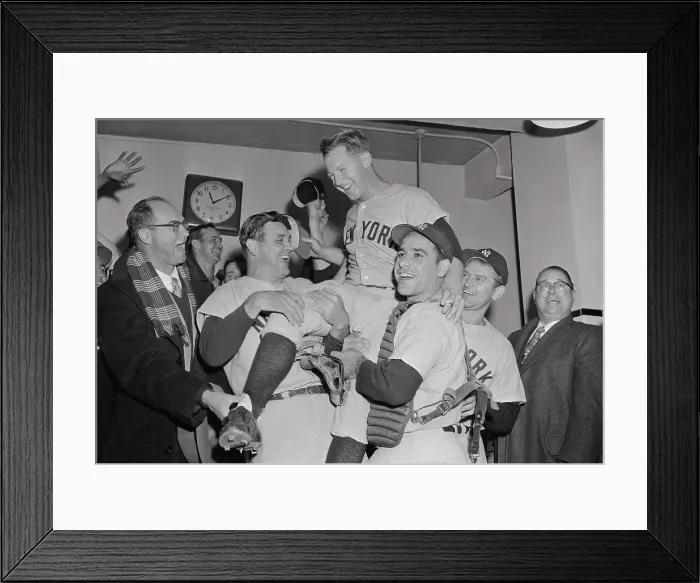 Framed Print : Yankee Baseball Stars Celebrating Win Framed Print : Yankee Baseball Stars Celebrating Win