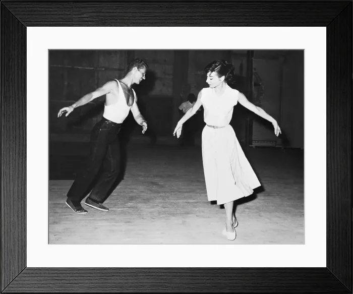 Framed Print : Audrey Hepburn Receiving Dance Instruction