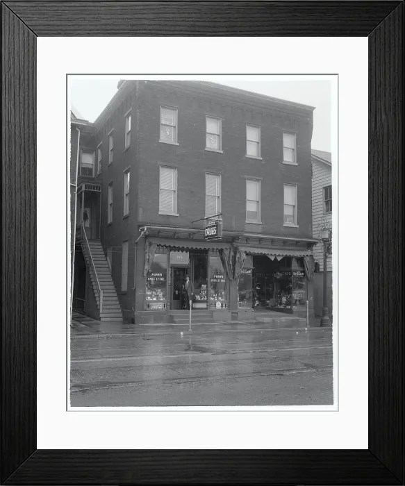 Framed Print : Owner Outside Drug Store Framed Print : Owner Outside Drug Store
