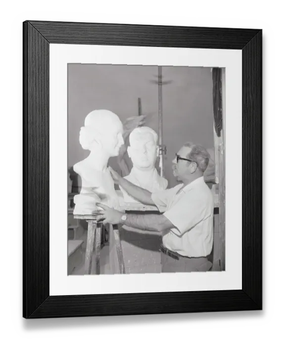 Framed Print : Leone Tomassi Working on Sculptor Framed Print : Leone Tomassi Working on Sculptor