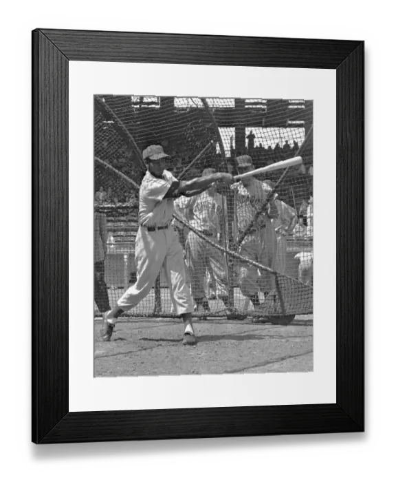 Framed Print : Ernie Banks Batting at Batting Practice Framed Print : Ernie Banks Batting at Batting Practice