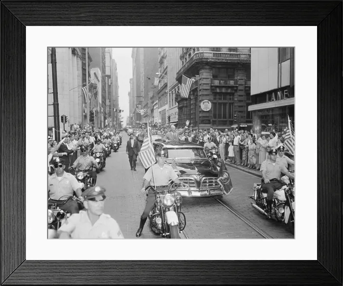 Framed Print : Dwight Eisenhower Waving to Supporters Framed Print : Dwight Eisenhower Waving to Supporters