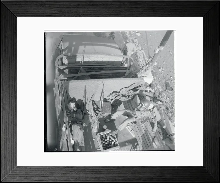 Framed Print : Soldier Lying in an Army Truck