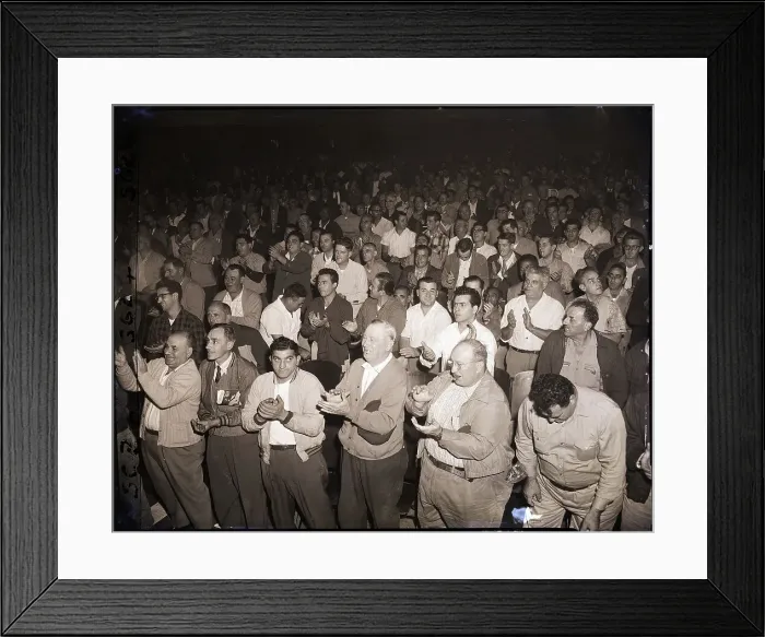 Framed Print : Crowd of Cheering Dock Strikers Framed Print : Crowd of Cheering Dock Strikers