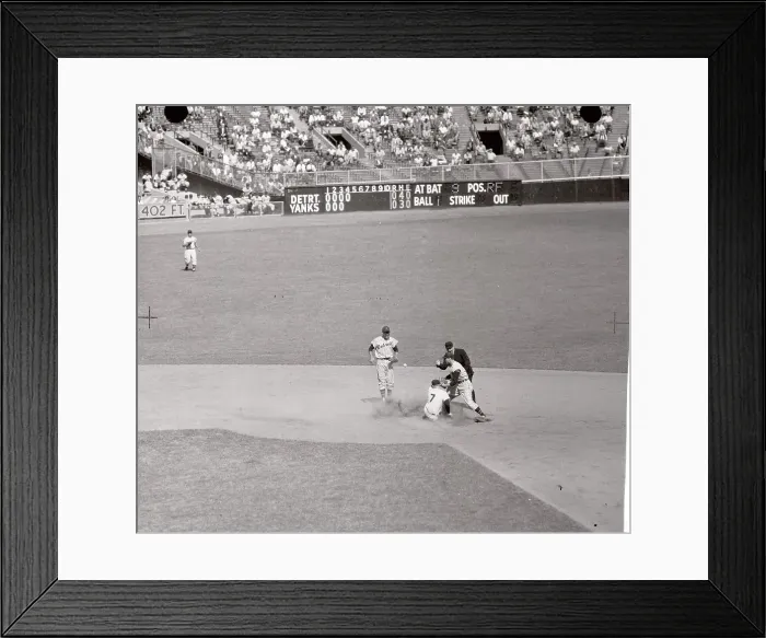 Framed Print : Mickey Mantle Sliding into Second Base Framed Print : Mickey Mantle Sliding into Second Base