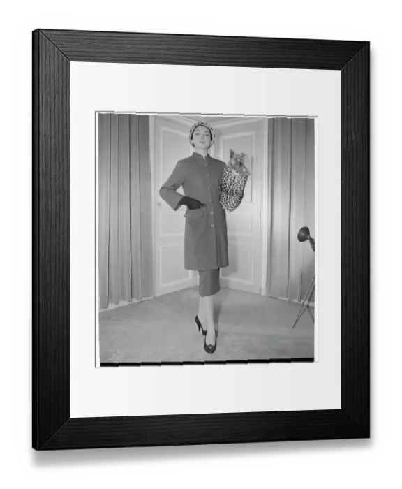 Framed Print : Woman Modeling a Tunic Coat Framed Print : Woman Modeling a Tunic Coat