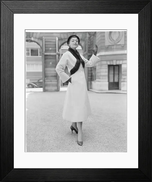 Framed Print : Woman Modeling a Coat Framed Print : Woman Modeling a Coat