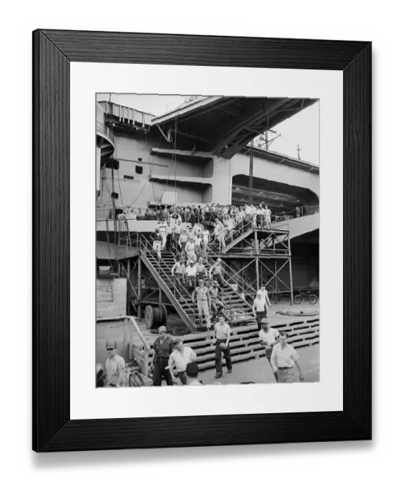 Framed Print : Workers Leaving U.S.S. Forrestal Framed Print : Workers Leaving U.S.S. Forrestal