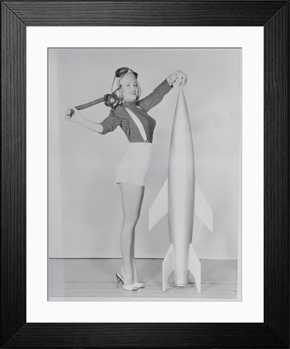 Framed Print : Mamie Van Doren Standing by Mock Rocket Framed Print : Mamie Van Doren Standing by Mock Rocket