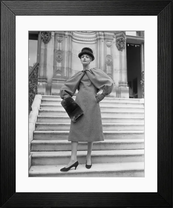 Framed Print : Model Wearing Givenchy Wool Dress Framed Print : Model Wearing Givenchy Wool Dress