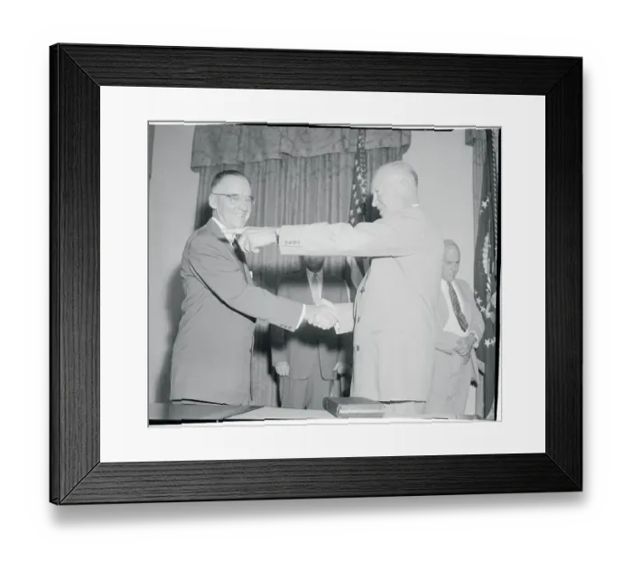 Framed Print : President Eisenhower Shaking Hands with Marion Folsom Framed Print : President Eisenhower Shaking Hands with Marion Folsom