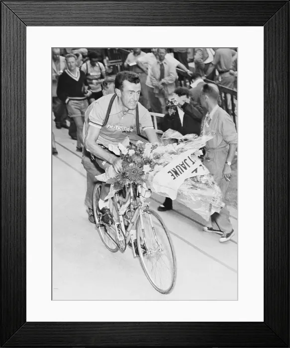 Framed Print : Louison Bobet Riding Bicycle Framed Print : Louison Bobet Riding Bicycle