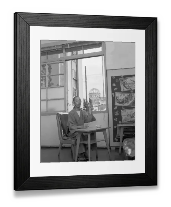 Framed Print : Japanese Man at Home near Nuclear Bombing Site Framed Print : Japanese Man at Home near Nuclear Bombing Site